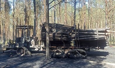 pożar forwardera, Dębogóra, Łukasz Kawka, KP PSP w Szamotułach