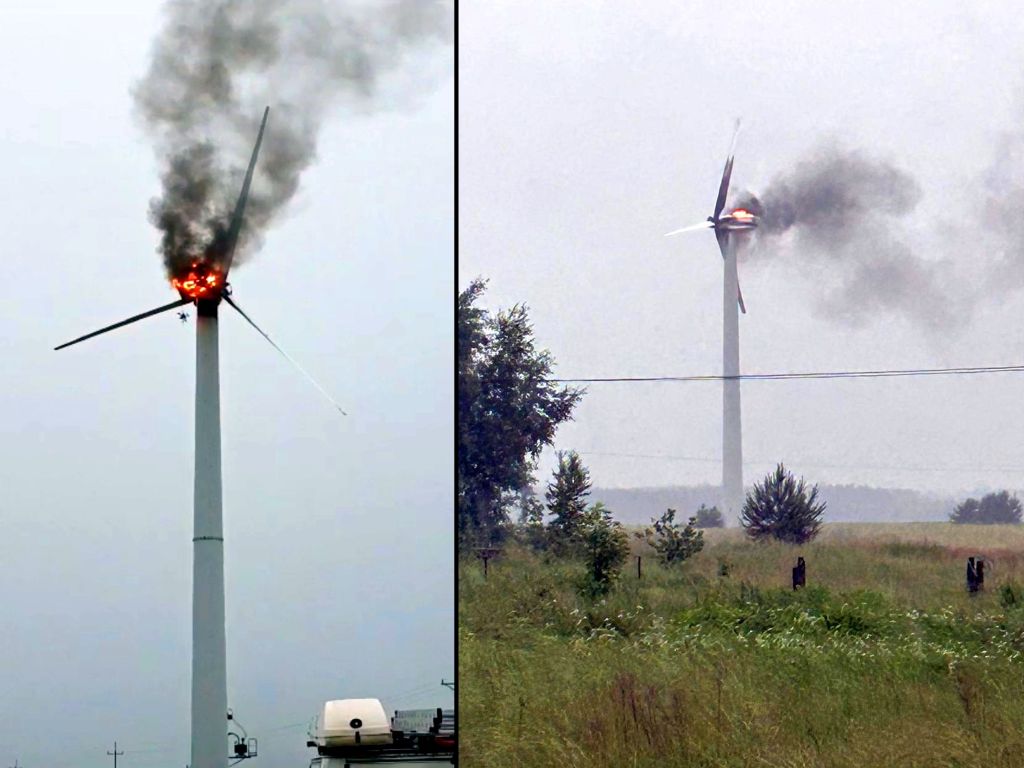 kp psp włoszczowa, pożar, wiatrak, turbina, gondola