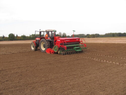 siewnik, siew pszenicy, pole