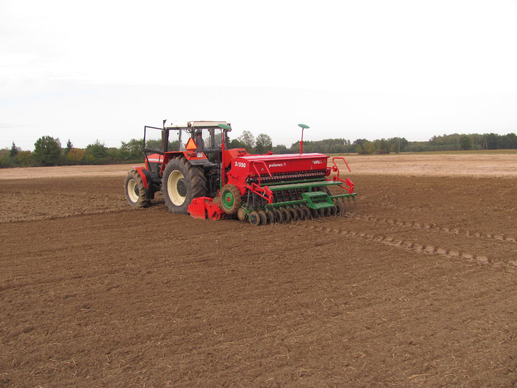 siewnik, siew pszenicy, pole