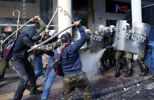 grecja, ateny, protest rolników, starcia rolników z policją, ubezpieczenia społeczne