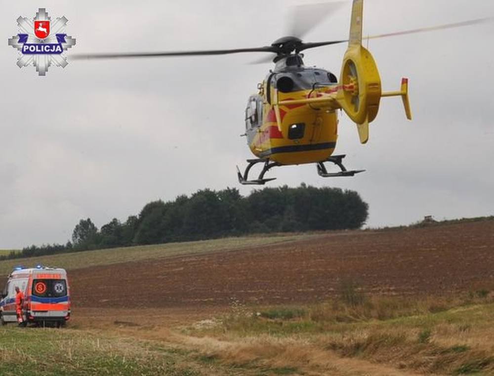 wypadek, wieś, policja, LPR, siewnik, siewnik wciągnął rekę kobiety