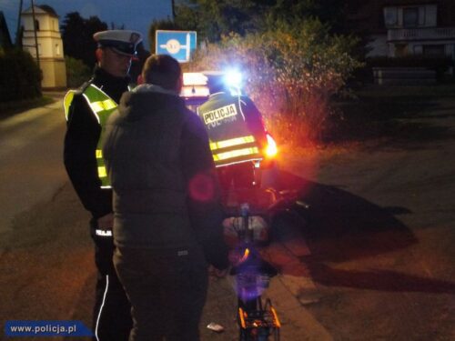 odblaski, elementy odblaskowe, krus, policja, teren niezabudowany