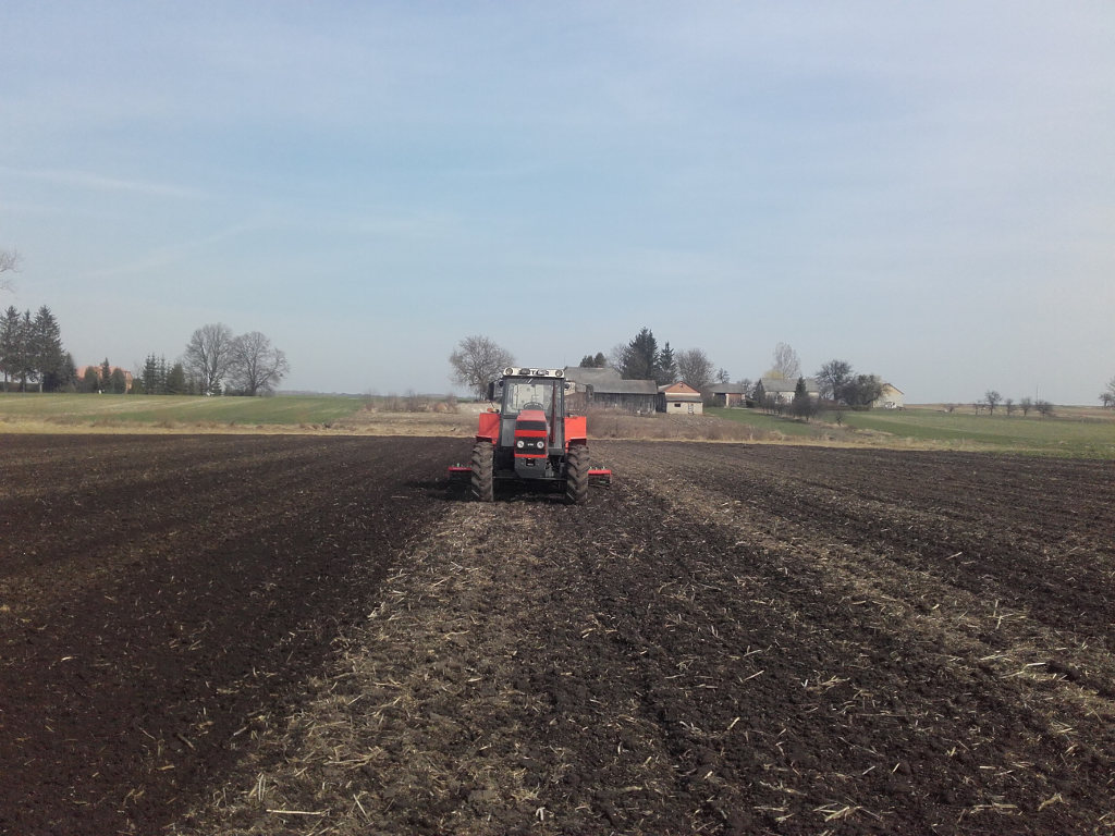 ciągnik, agregat, pole, Sahryń