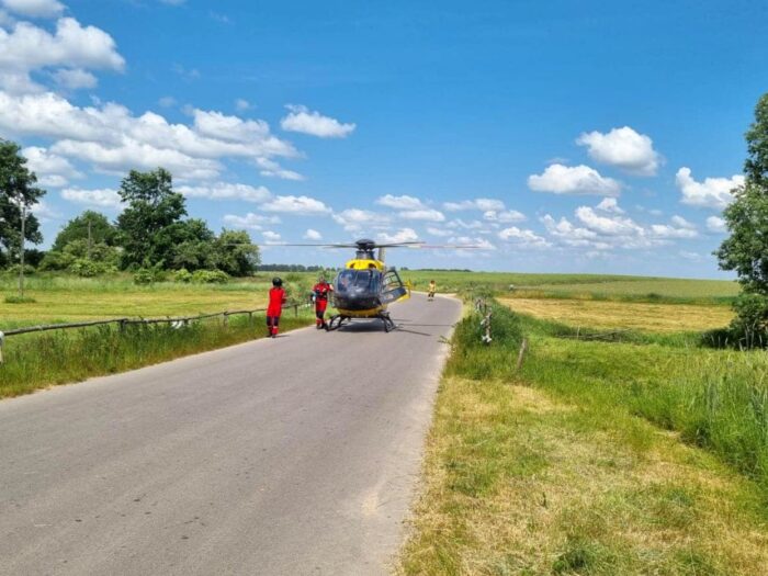 kwp lublin, psp łuków, wypadek drogowy, mleczarka, motocykl, przewóz mleka