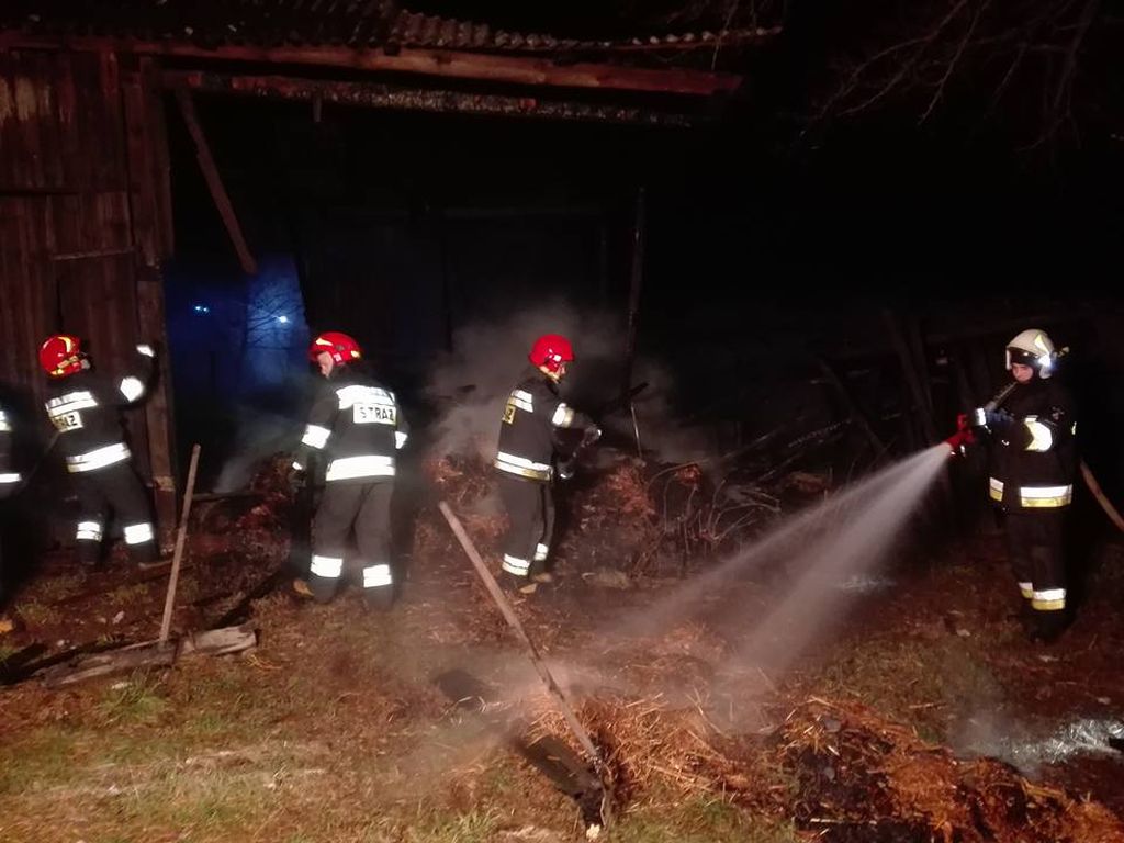 podpalenie stodoły, próba wymuszenia odszkodowania, gmina Wielgomłyny, powiat radomszczański, straż pożarna