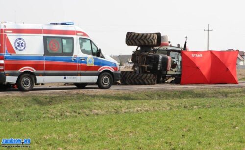wypadek, policja, wypadek ciągnika rolniczego