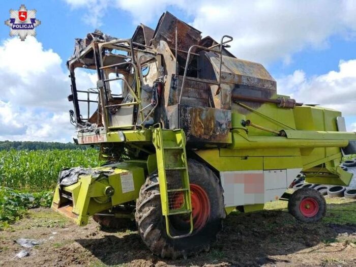 podpalenie kombajnu, podpalenie ciągnika, policja, przestępstwo, lubelskie