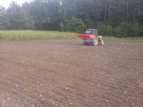 pole, podorywka, powiat makowski, siew poplonu, ciągnik, rozsiewacz