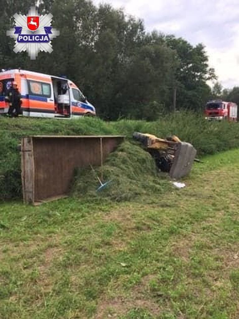 wypadek, policja, lublin, wypadek ciągnika, lubelskie, wypadek w w gminie krynice