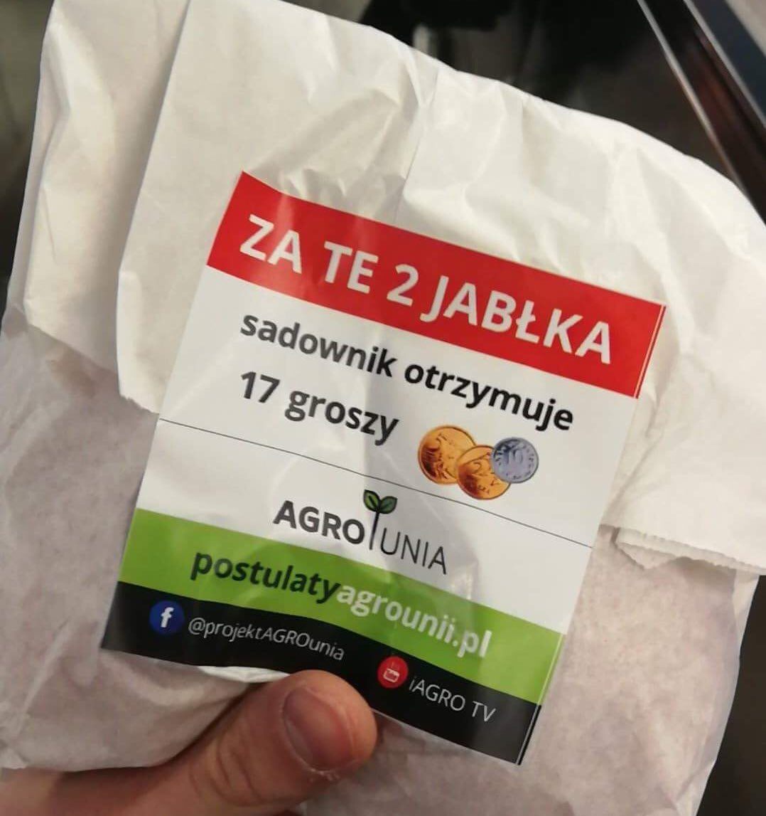 jabłka, protest, AGROunia, Michał Kołodziejczak, Jan Krzysztof Ardanowski, owoce