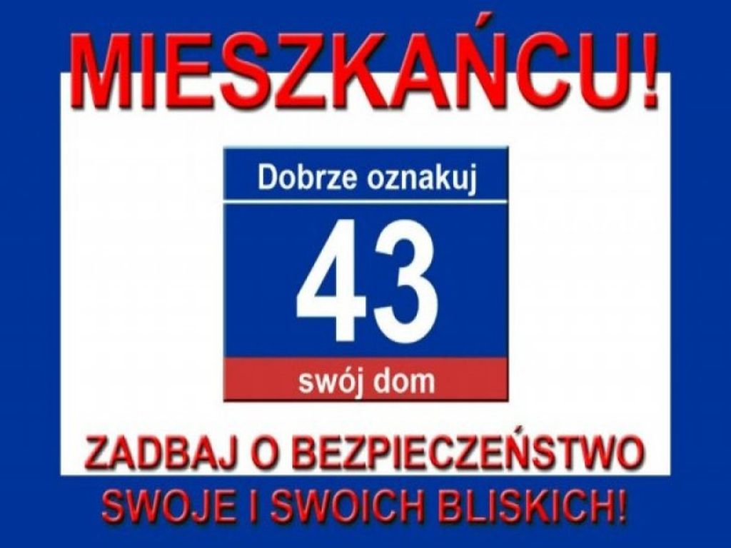 oznakowanie posesji, obszary wiejskie, leszno, słuzby ratunkowe, pogotowie ratunkowe
