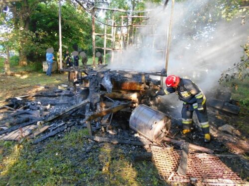 pożar pasieki, pasieka, pszczelarstwo, KP PSP Braniewo, józefowo
