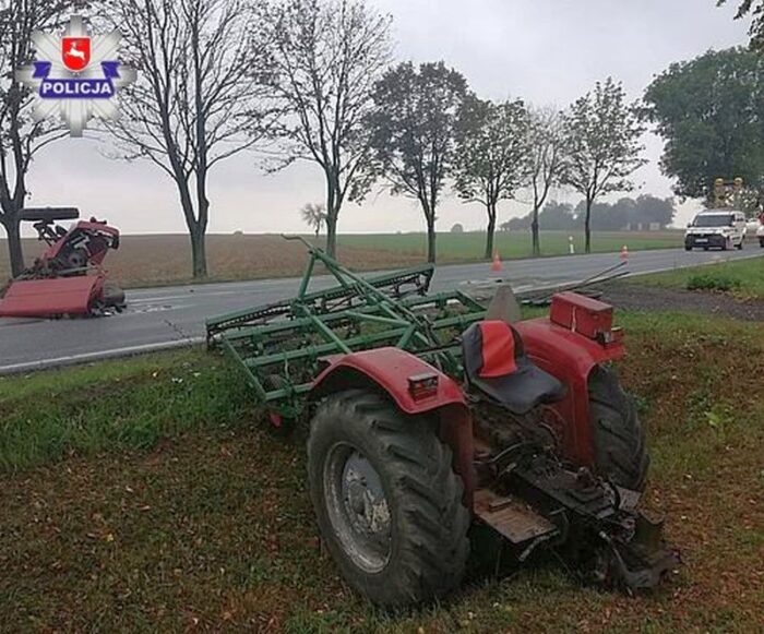 wypadki z udziałem ciągników, wypadki na drogach, Stary Bazanów, kąclowa, Rutki-Marszewice