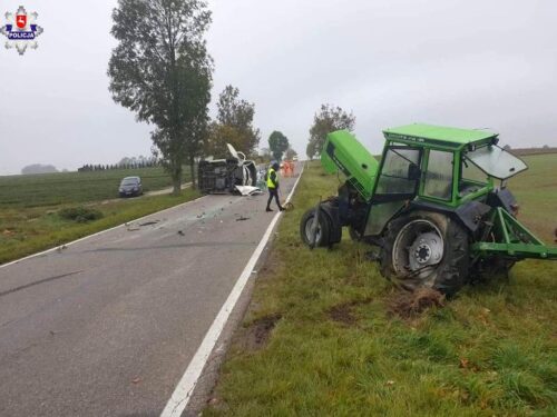 wypadki z udziałem ciągników, wypadki drogowe, Kolechowice, powiat lubartowski, Malinniki, powiat bielski