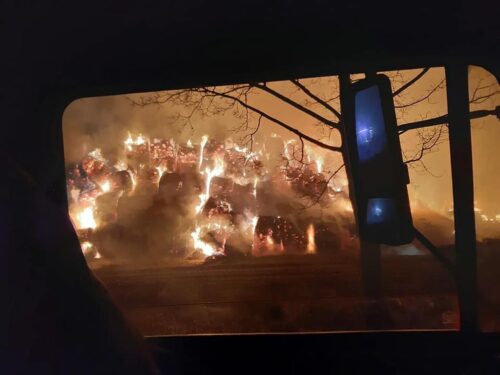 pożar bel słomy, pożary stogów, Goszczyce Średnie, powiat płoński, gmina kcynia