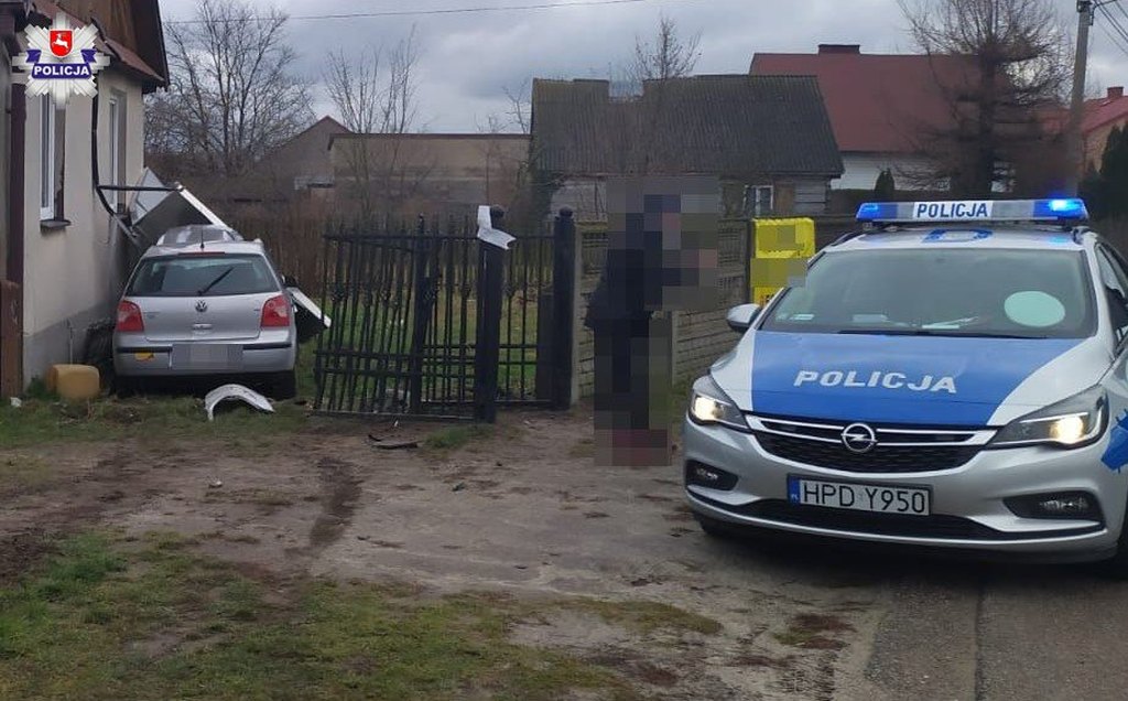 wypadek, policja, lubelskie, staranował kolektory słoneczne