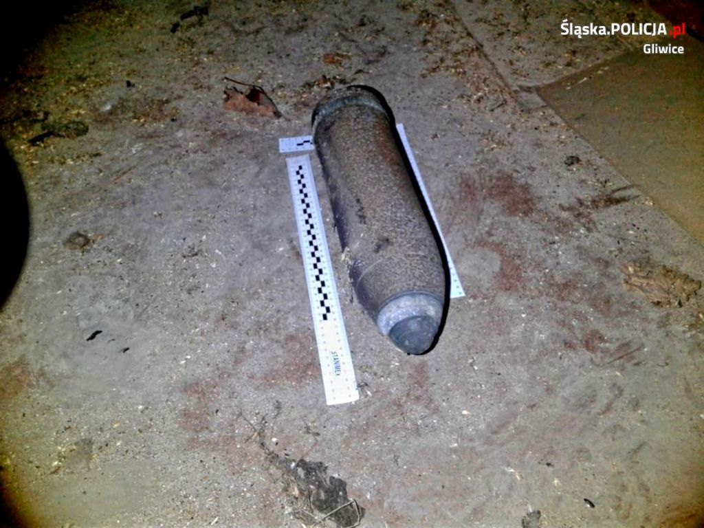 pocisk w szopie, gmina rudziniec, kmp w gliwicach, niewybuchy, szrapnel