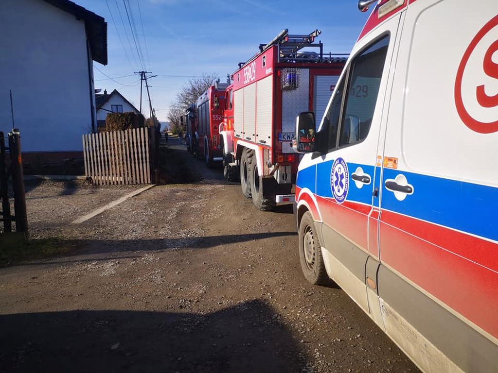 wypadek przy wycince drzewa, gmina gnojno, Sułkowice, powiat wadowicki