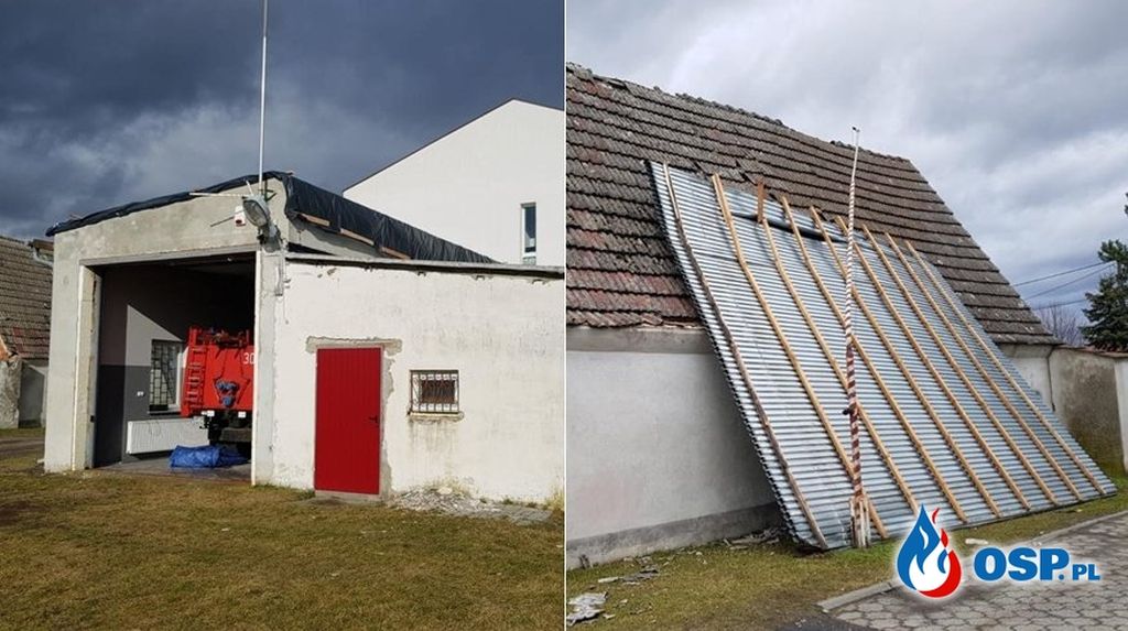 OSP w Falmirowicach, opolszczyzna, wichury nad polską, zniszczona remiza