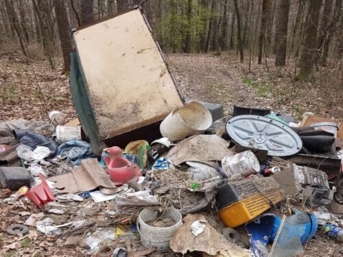 śmieci w lesie, Skrzyszów, powiat wodzisławski, sprzątanie stodoły