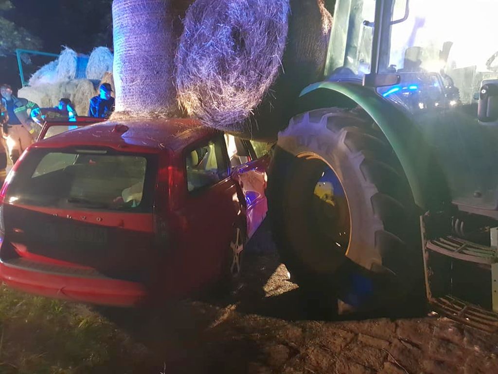 wypadek, kolizja z ciągnikiem, policja, mandat, zagrożenie na drodze