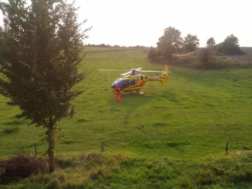 Wypadek przy naprawie kombajnu, Żółkiew-Kolonia, powiat krasnostawski, śmigłowiec LPR