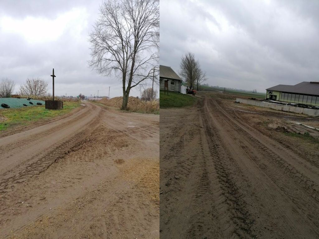 błoto na drodze, zanieczyszczone drogi, Powiatowy Zarząd Dróg w Ciechanowie, Pokojewo, Kąty