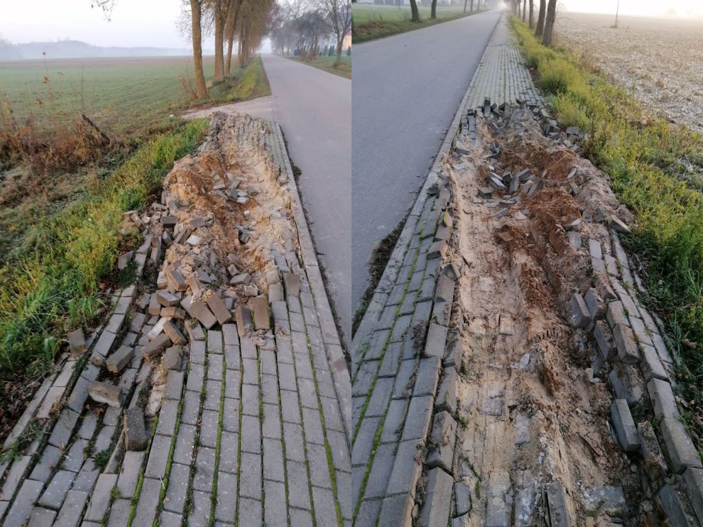 błoto na drodze, zanieczyszczone drogi, Powiatowy Zarząd Dróg w Ciechanowie, Pokojewo, Kąty