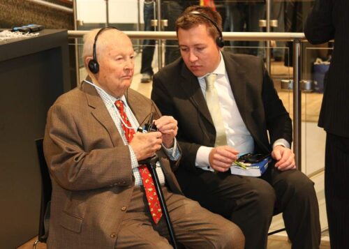 Helmut Claas z opiekunem podczas targów Agritechnica 2019