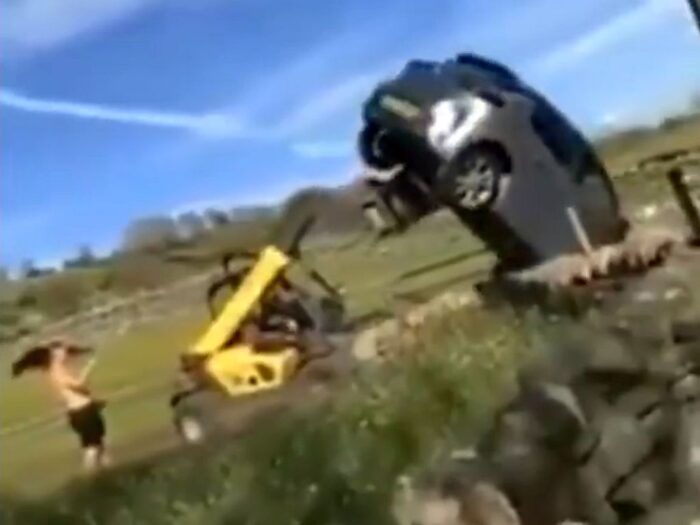 farmer, ładowarka, samochód, pole