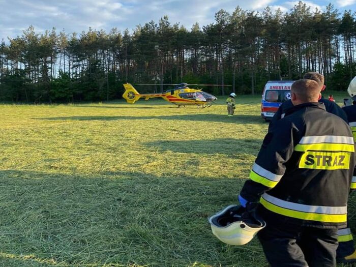 wypadki w rolnictwie, Dziemiany, powiat  kościerski, gmina Nowa Karczma, Zgrabiarka karuzelowa