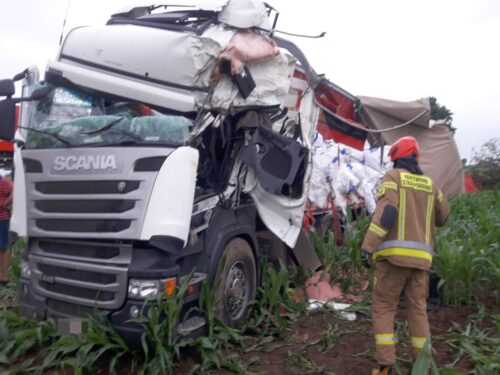 iwypadek ciężarówki z nawozami, Popowo, Arkadiusz Lichota,  KP PSP w Grajewie