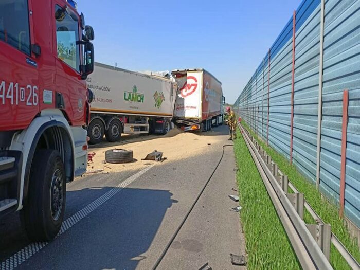 transport zboża, Krapkowice, autostrada A4, KP PSP Krapkowice