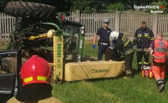 wypadki z udziałem ciągników rolniczych, Gliniana Góra, powiat myszkowski