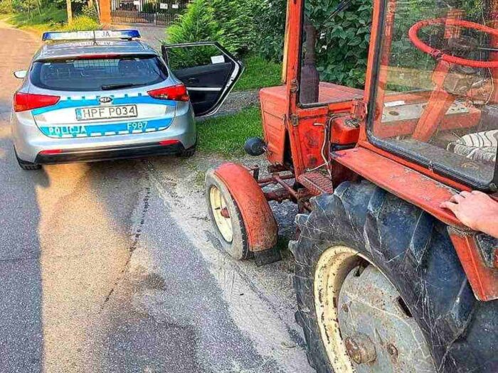 ciągnik, policja, nietrzeźwy kierowca