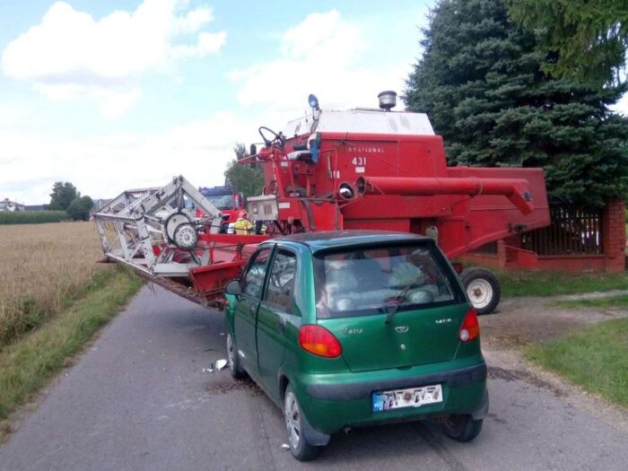 wypadek, kombajn, matiz