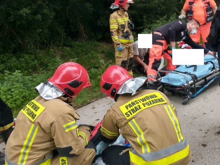 wypadek, rolnik, straż pożarna, akcja ratunkowa