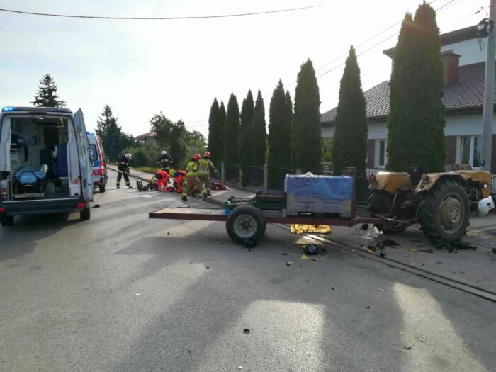 wypadek, motor, traktor, dębiany