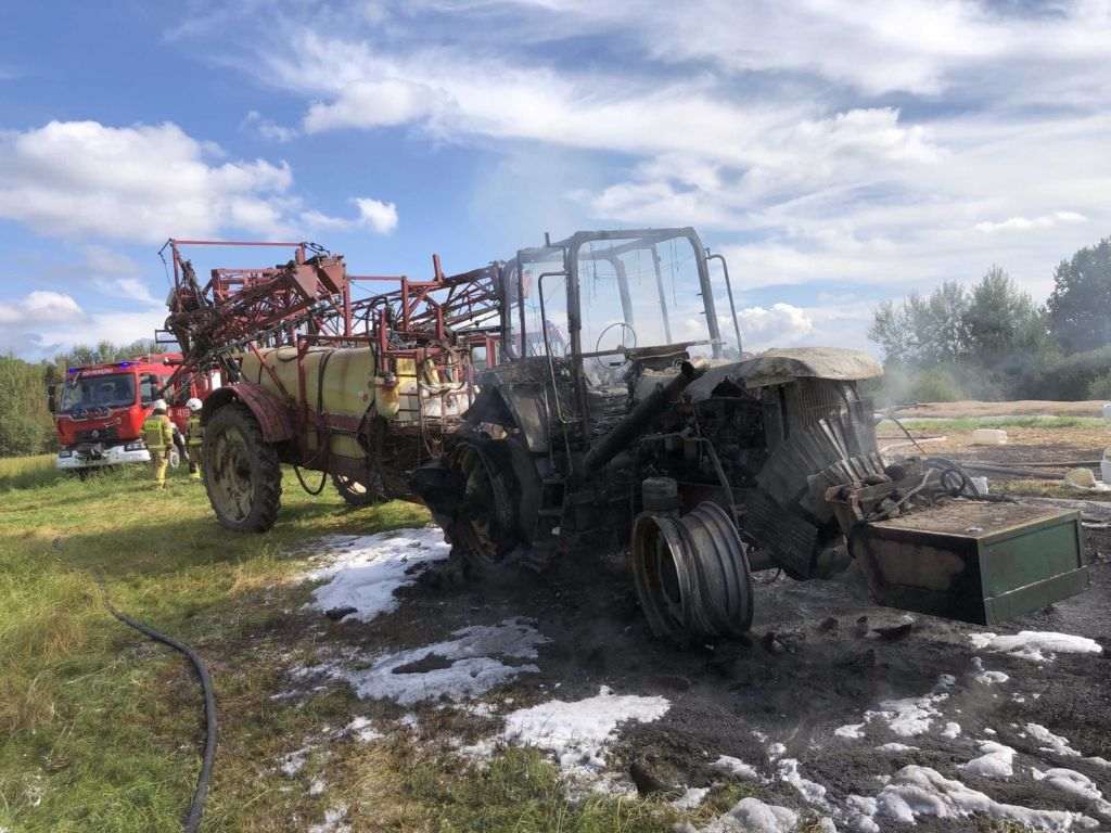 pożar, ciągnik, traktor