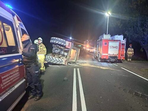 policja, zanieczyszczanie jezdni, ciągnik, mandat, prace polowe