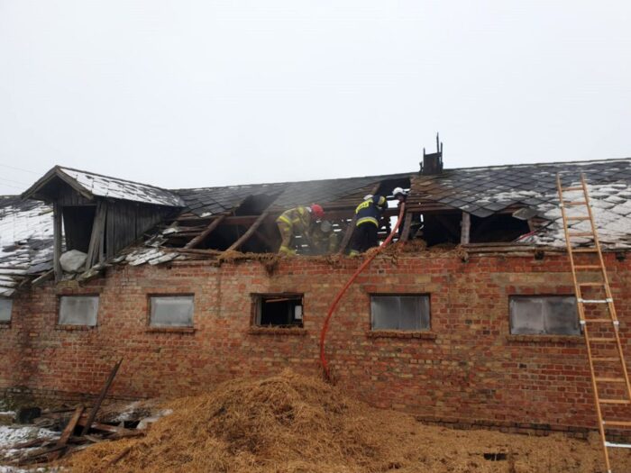 pożary w gospodarstwach, pożar obory, Obrąb, Piotr Kuligowski, KP PSP w Przasnyszu