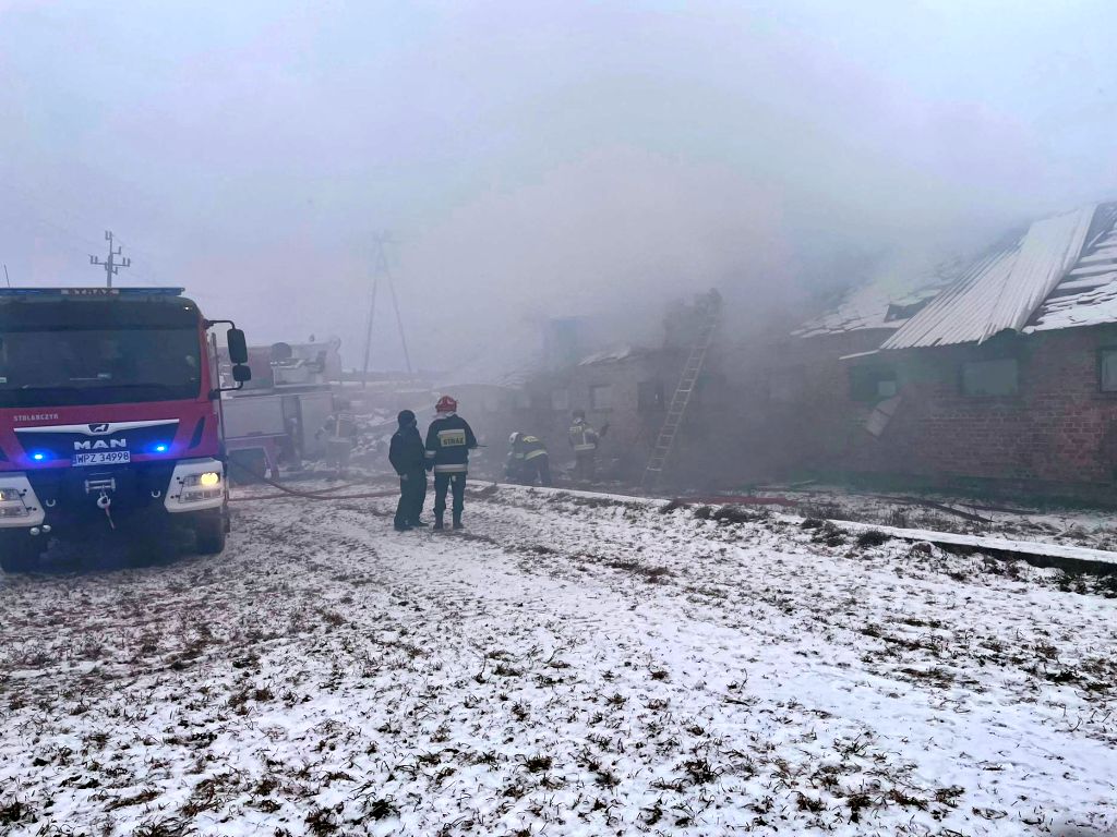 pożary w gospodarstwach, pożar obory, Obrąb, Piotr Kuligowski, KP PSP w Przasnyszu