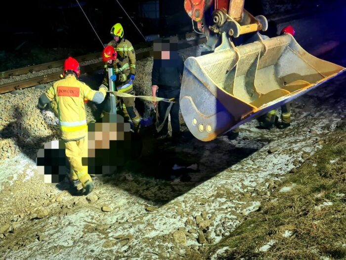 koń wpadł pod pociąg, Poronin, powiat tatrzański, OSP Poronin