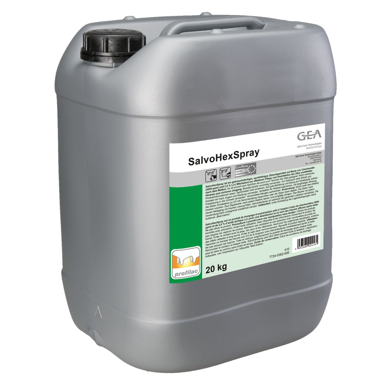 SalvoHexSpray, Gea Farm Technologies, dezynfekcja poudojowa, postdippin, chloroheksydyna, kwas mlekowy, robot udojowy