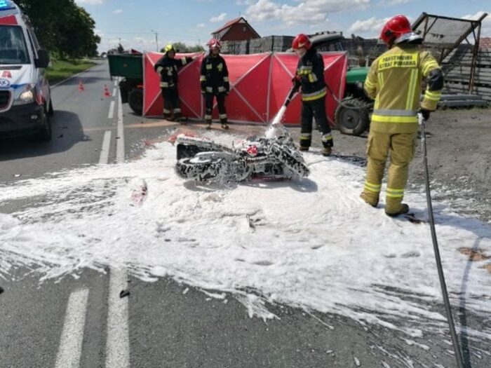 wypadki z udziałem ciągników rolniczych, ranny motocyklista, Hamernia, powiat biłgorajski