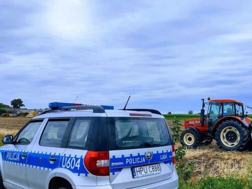 ciągnik, policja, wypadek