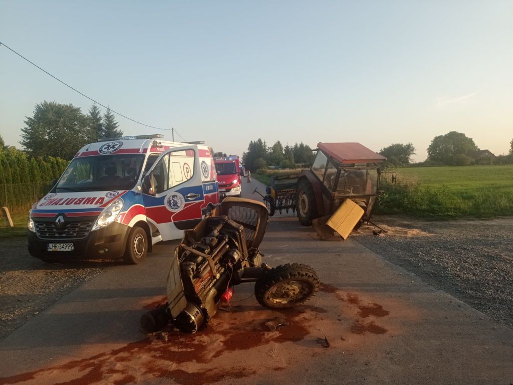 wypadki z udziałem ciągników rolniczych, traktor rozpadł się na pół, Moroczyn, Marcin Lebiedowicz
