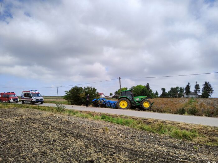 mężczyzna przejechany przez ciągnik, Wierzbice, Proszowice, śmigłowiec LPR