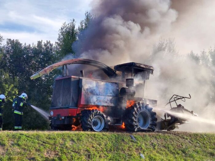 pożar sieczkarni do kukurydzy, Frampol , powiat biłgorajski